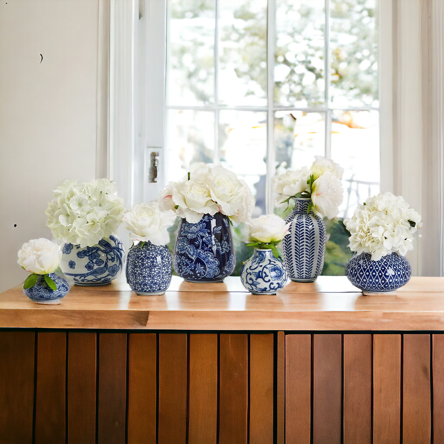 Samira Blue Vases – Hand-Painted Porcelain Decor in Classic Blue and White (7 Styles)
