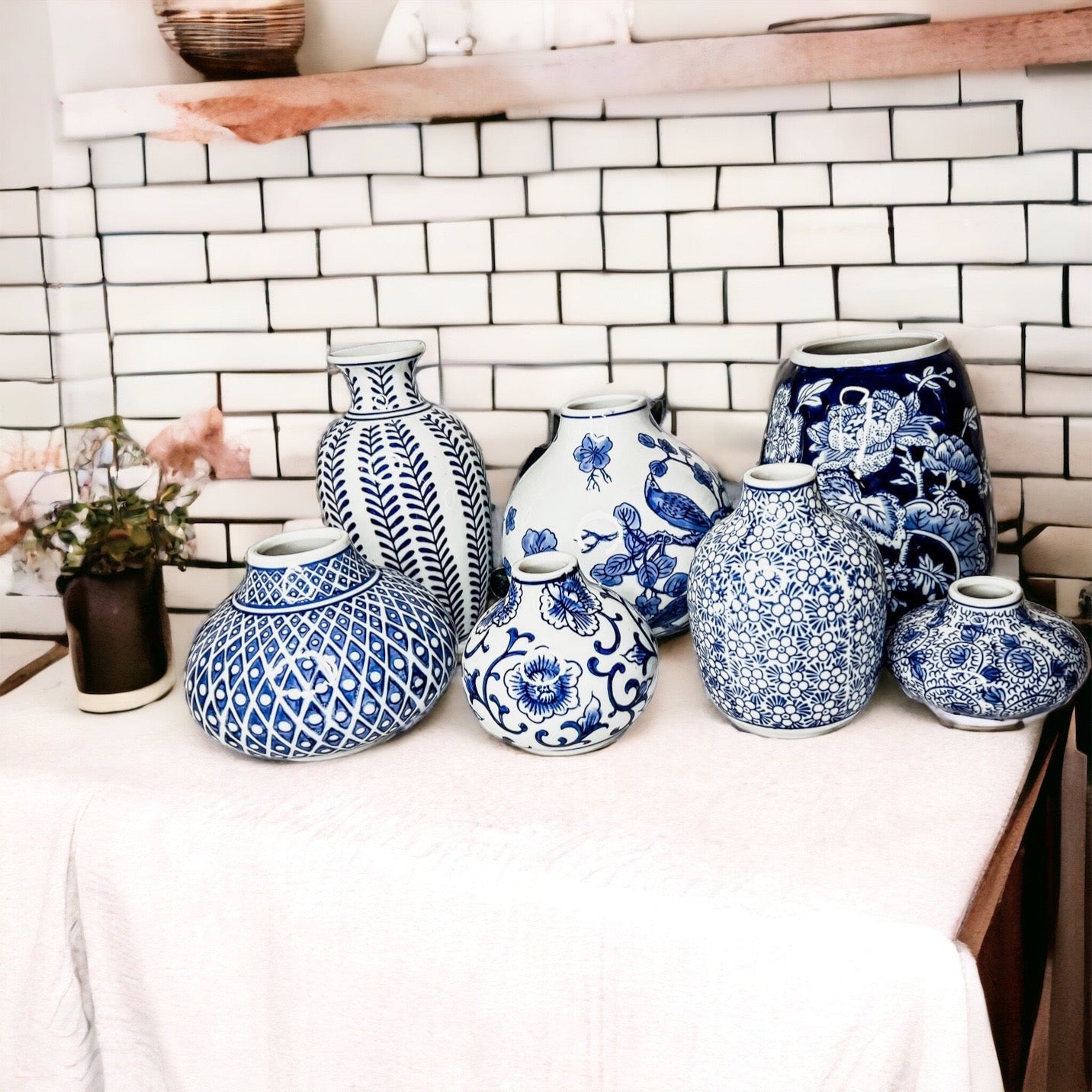 Samira Blue Vases – Hand-Painted Porcelain Decor in Classic Blue and White (7 Styles)
