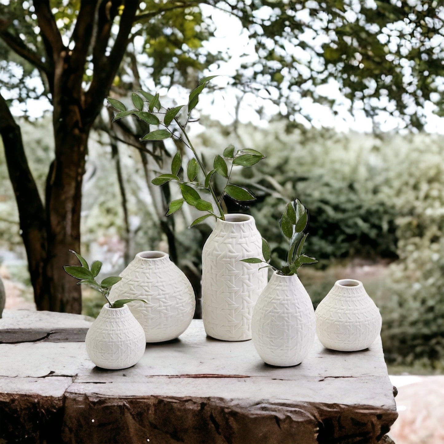 Madison Web Vases – Embossed Ceramic Vases with Cane Webbing Texture (5 Sizes)