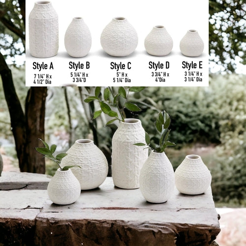 Madison Web Vases – Embossed Ceramic Vases with Cane Webbing Texture (5 Sizes)