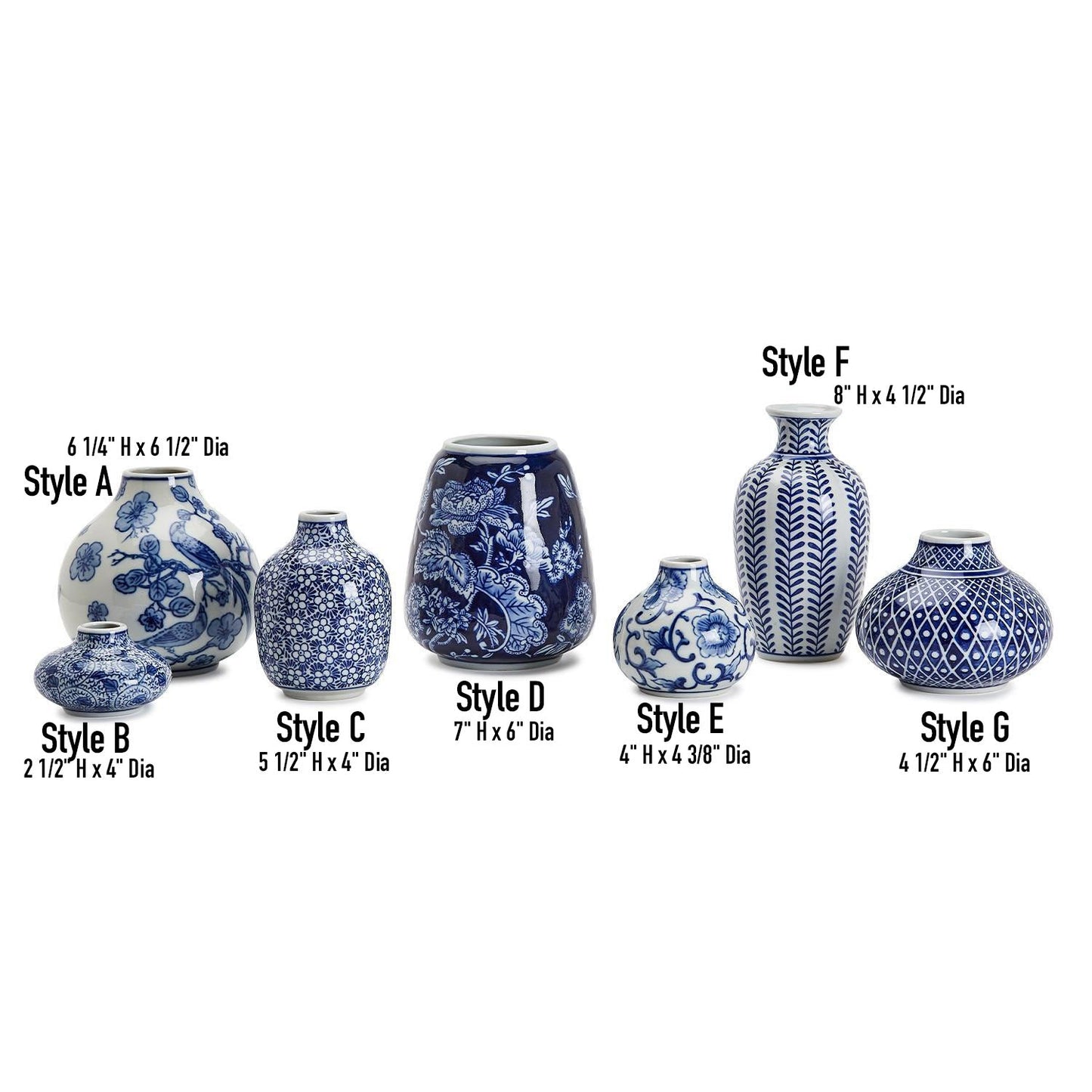 Samira Blue Vases – Hand-Painted Porcelain Decor in Classic Blue and White (7 Styles)