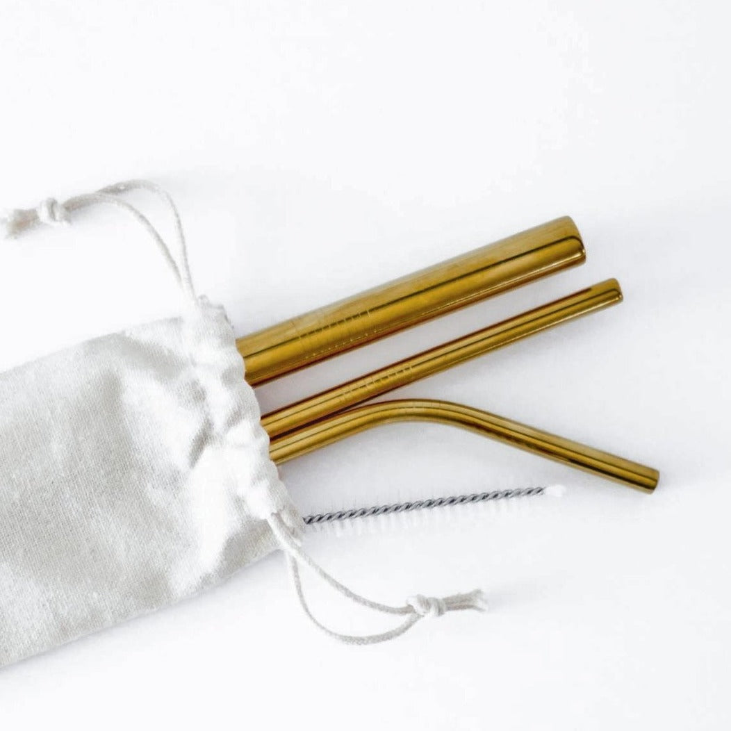 Sweetie Set – 5-Piece Reusable Metal Straw Set with Carrying Bag & Cleaner