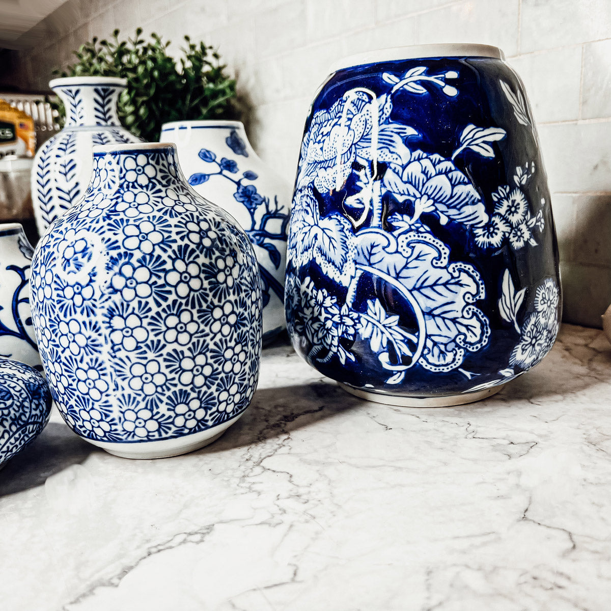 Samira Blue Vases – Hand-Painted Porcelain Decor in Classic Blue and White (7 Styles)