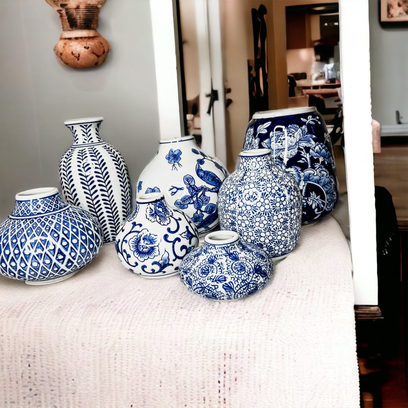 Samira Blue Vases – Hand-Painted Porcelain Decor in Classic Blue and White (7 Styles)