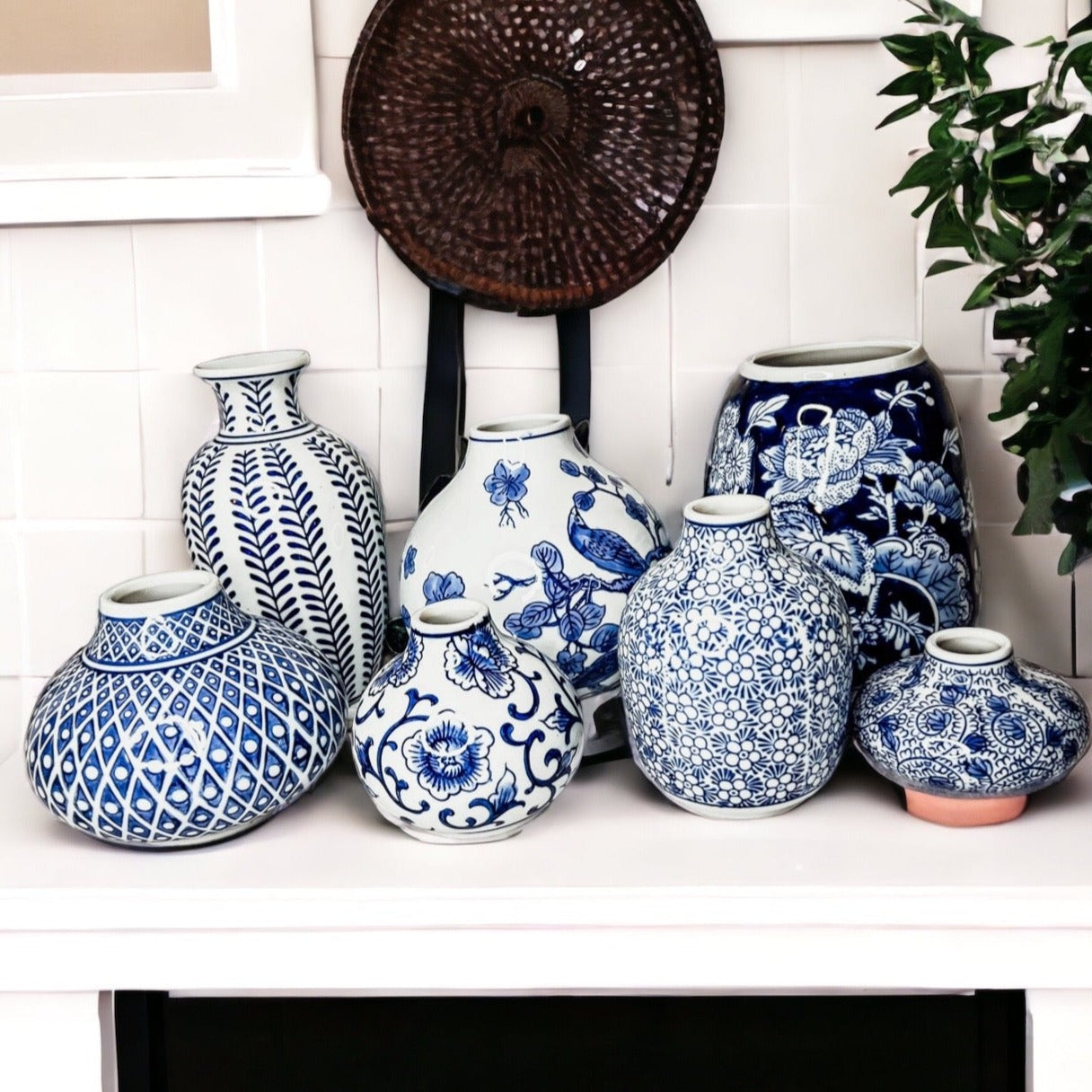 Samira Blue Vases – Hand-Painted Porcelain Decor in Classic Blue and White (7 Styles)