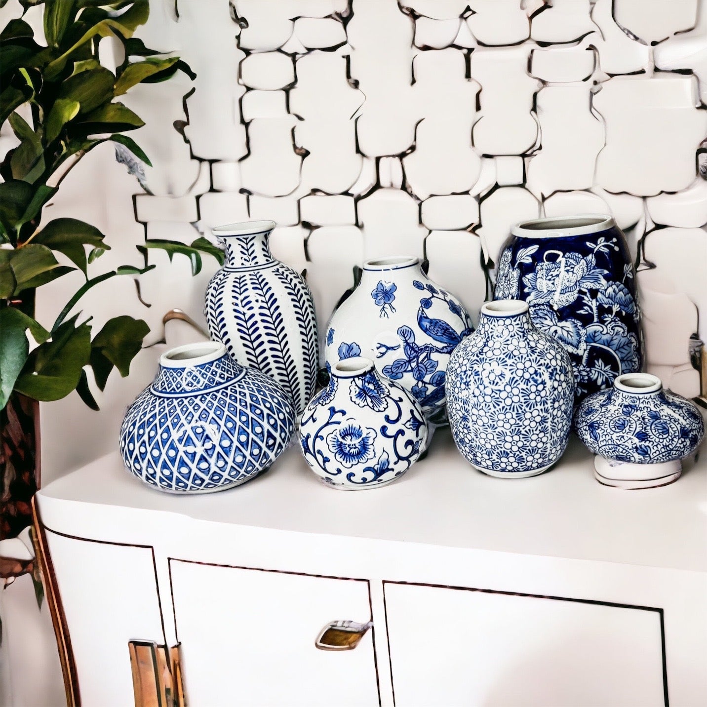 Samira Blue Vases – Hand-Painted Porcelain Decor in Classic Blue and White (7 Styles)