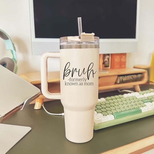 “Bruh Formerly Known as Mom” 40oz Tumbler – Insulated, BPA-Free Travel Mug with Lid