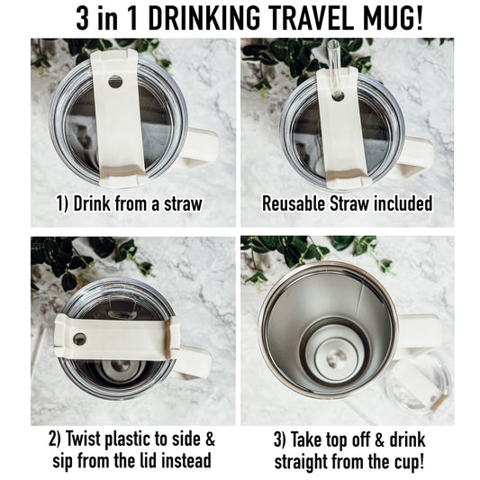 Be Happy 40oz Insulated Mug – Stainless Steel Travel Tumbler with 3-in-1 Lid