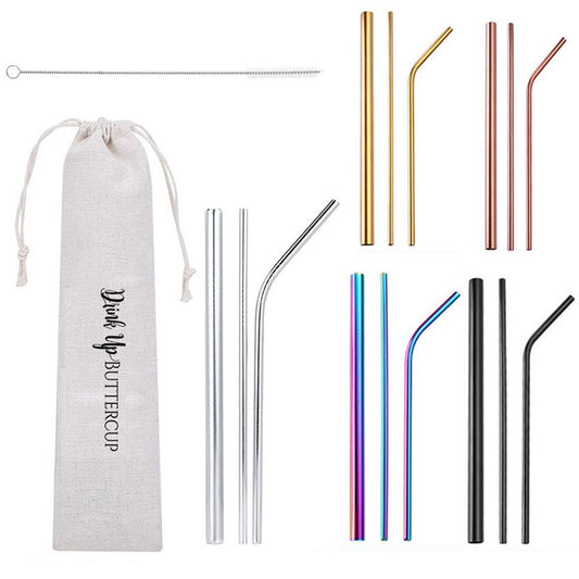 Sweetie Set – 5-Piece Reusable Metal Straw Set with Carrying Bag & Cleaner